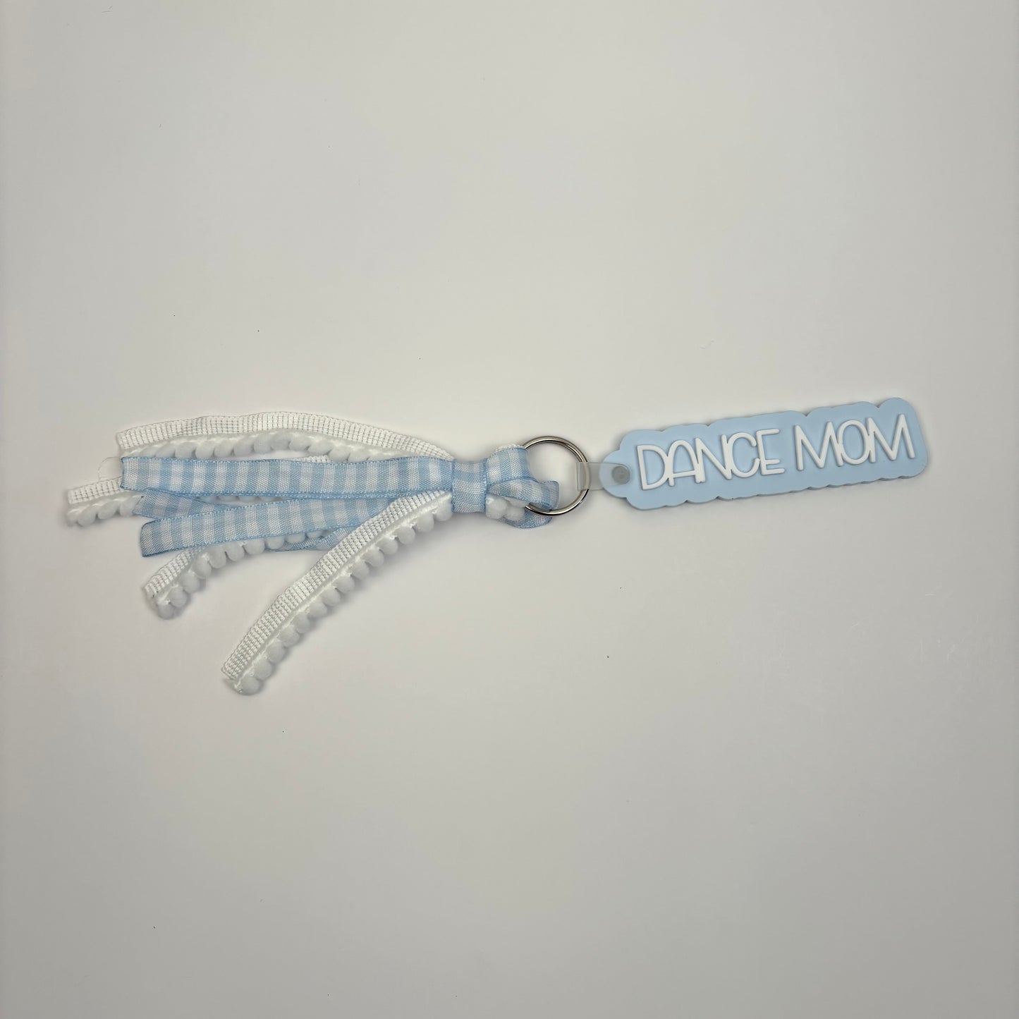 Acrylic and Ribbon Dance Mom Light Blue Keychain