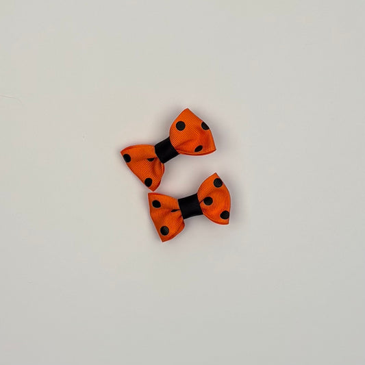 Grossgrain Orange Polka Dot Pigtail Bows