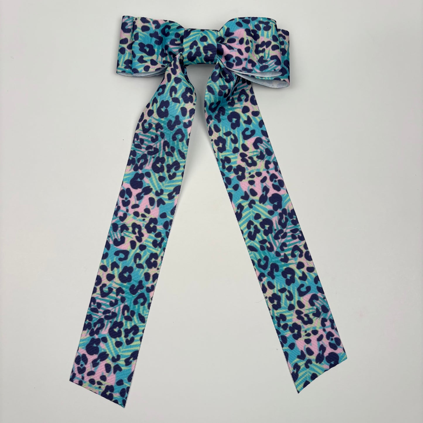Animal Collection Grosgrain Printed Turquoise Cheetah Bow