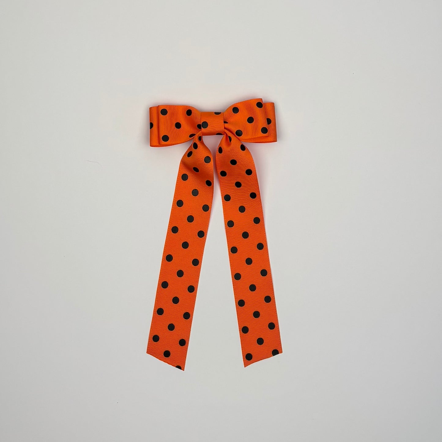 Grosgrain Printed Orange Polka Dots Bow