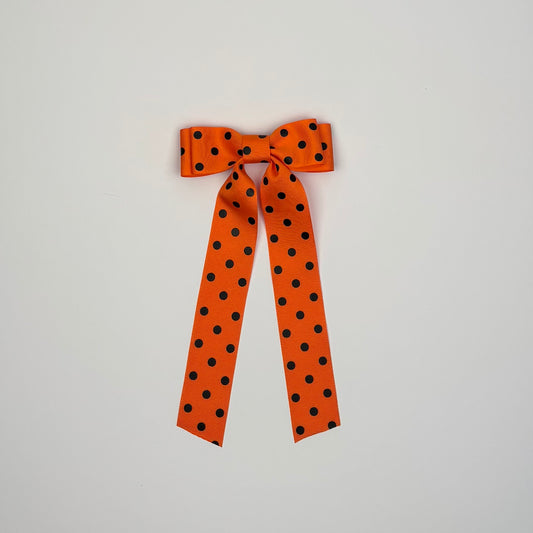 Grosgrain Printed Orange Polka Dots Bow