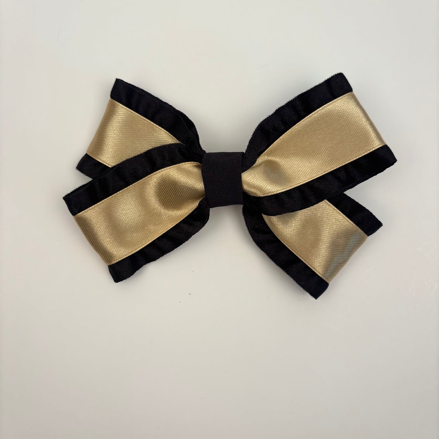 Black and Gold Double Ruffle Mini Bow