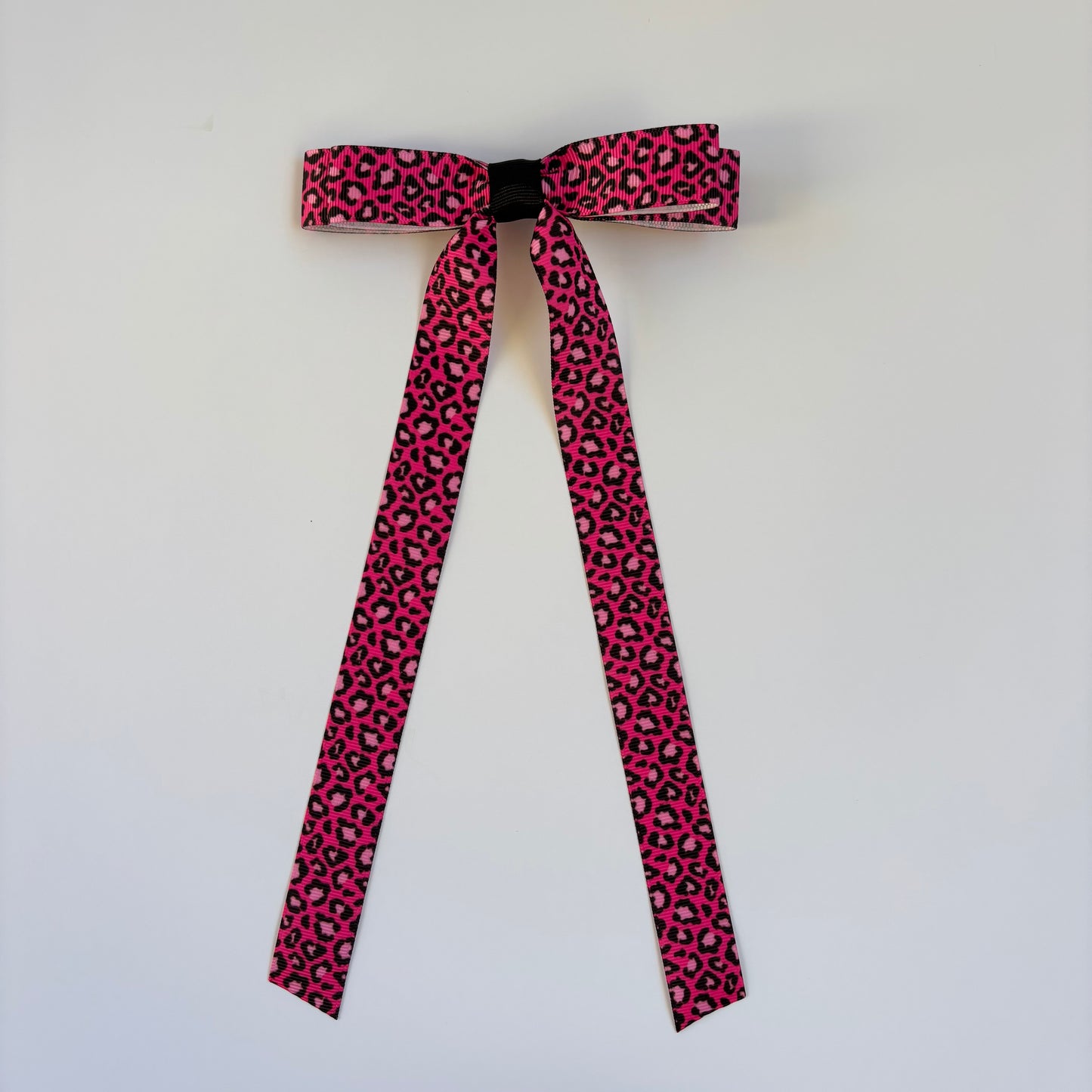 Grosgrain Printed Pink Leopard Skinny Bow