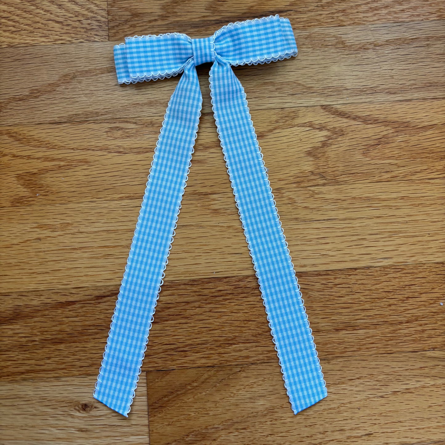 Gingham Blue Scalloped Bow