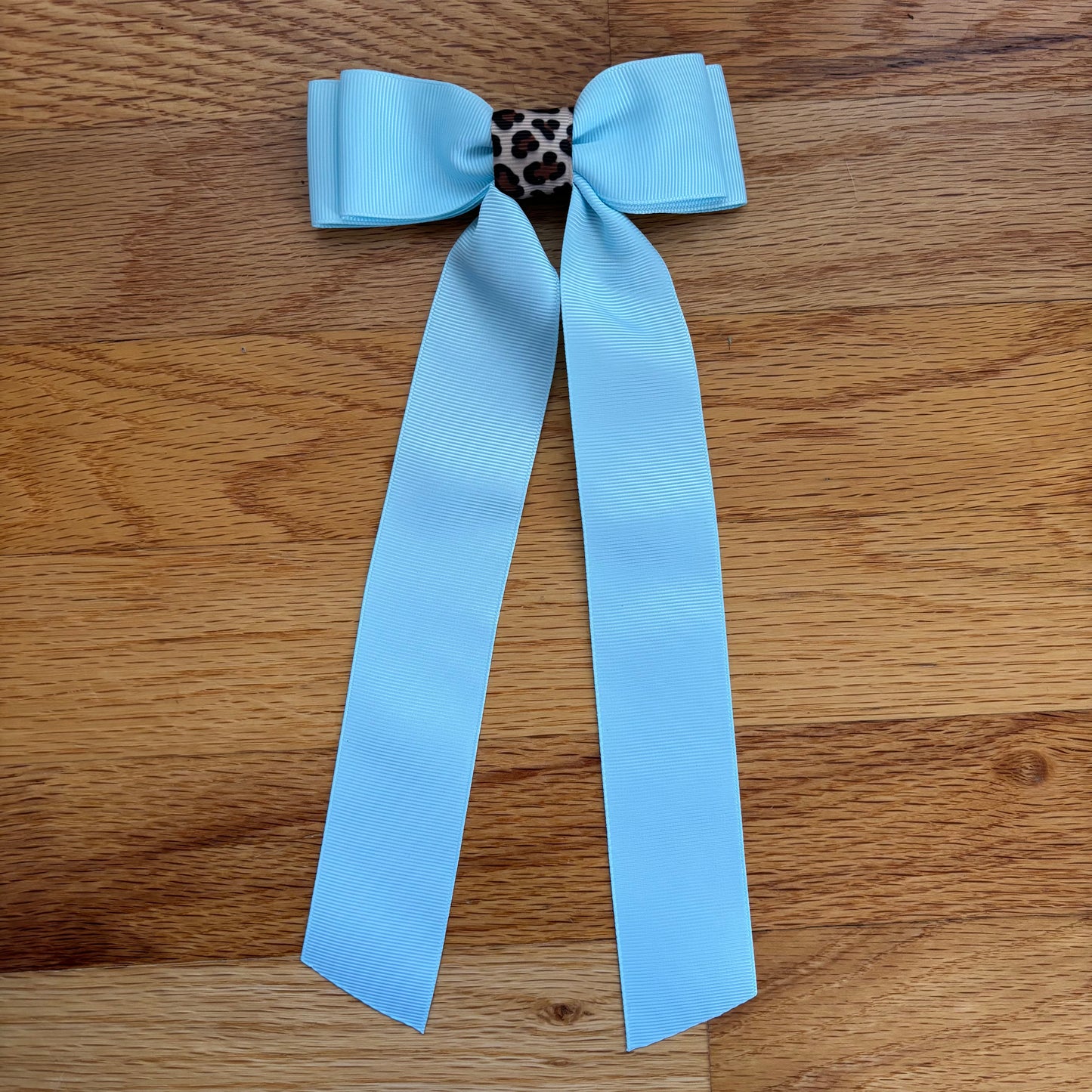 Grosgrain Blue with Leopard Center Bow