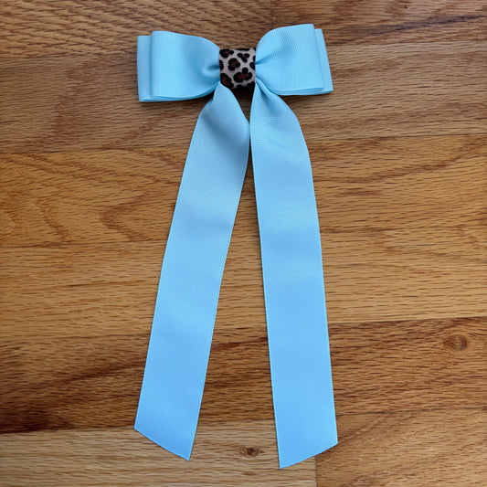 Grosgrain Blue with Leopard Center Bow