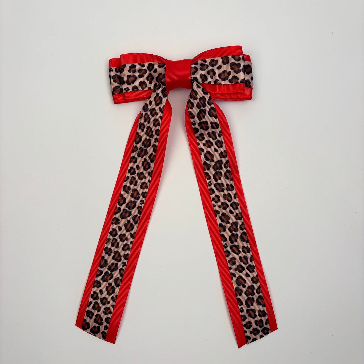 Double Ruffle Red Cheetah Bow