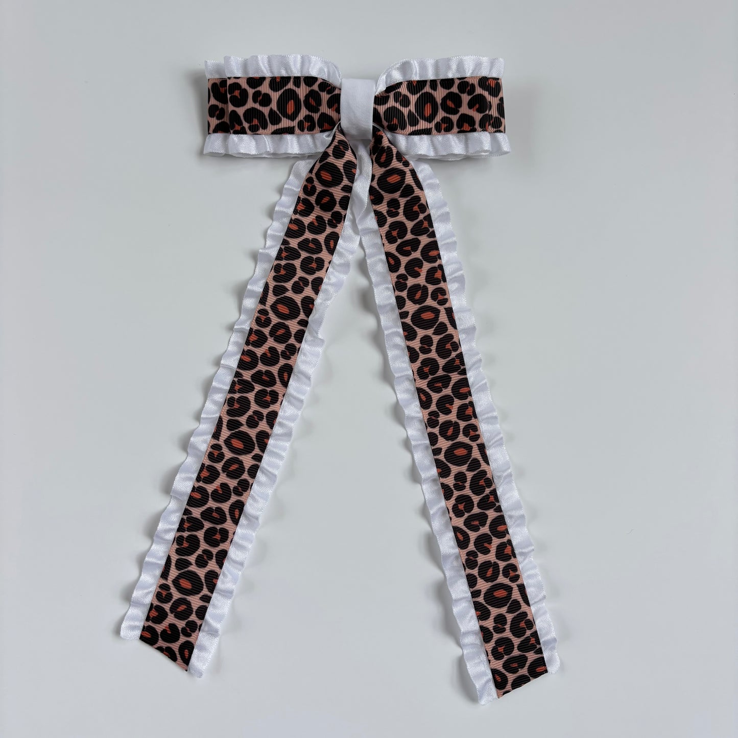 Animal Print Double Ruffle Cheetah Bow