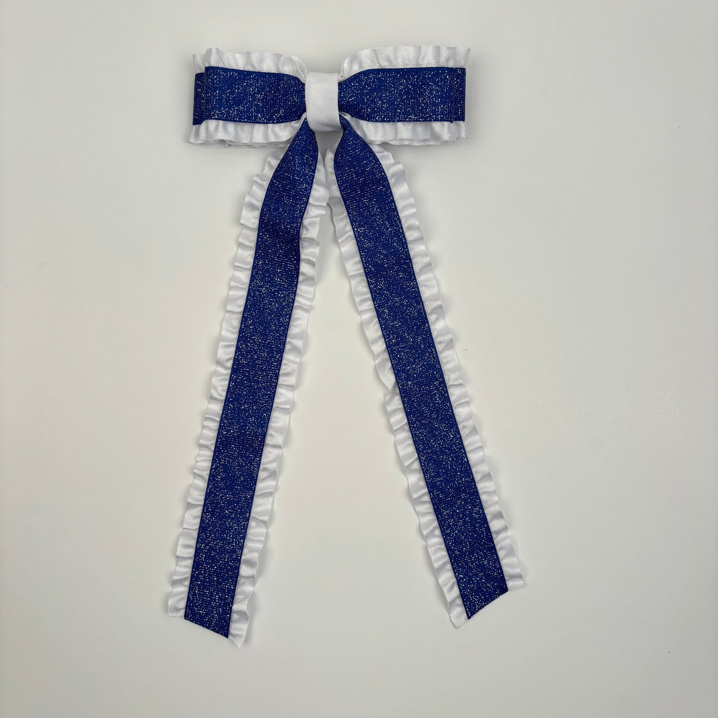 Glitter Double Ruffle Blue Bow