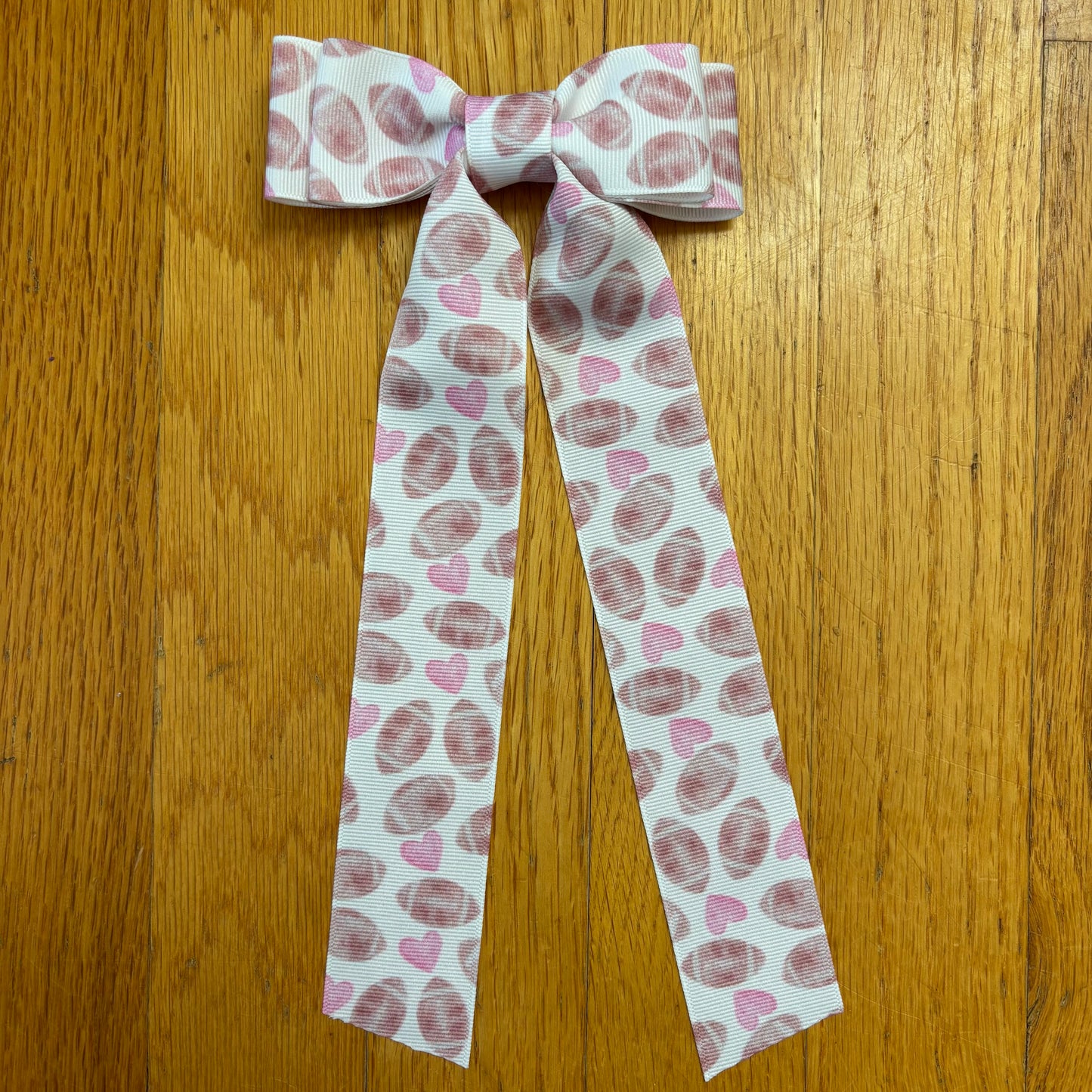 Grosgrain Printed Football Hearts Bow