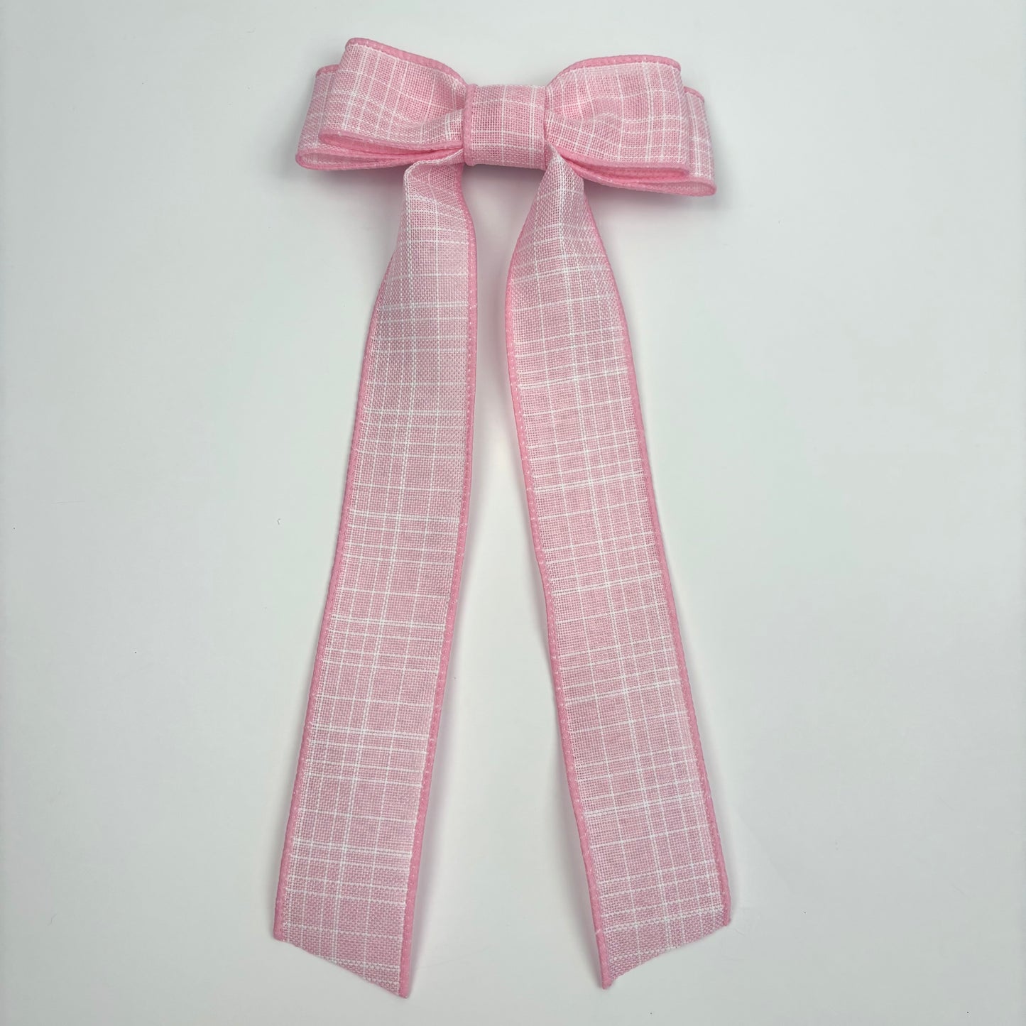A Summer Collection Light Pink Windowpane Print Bow