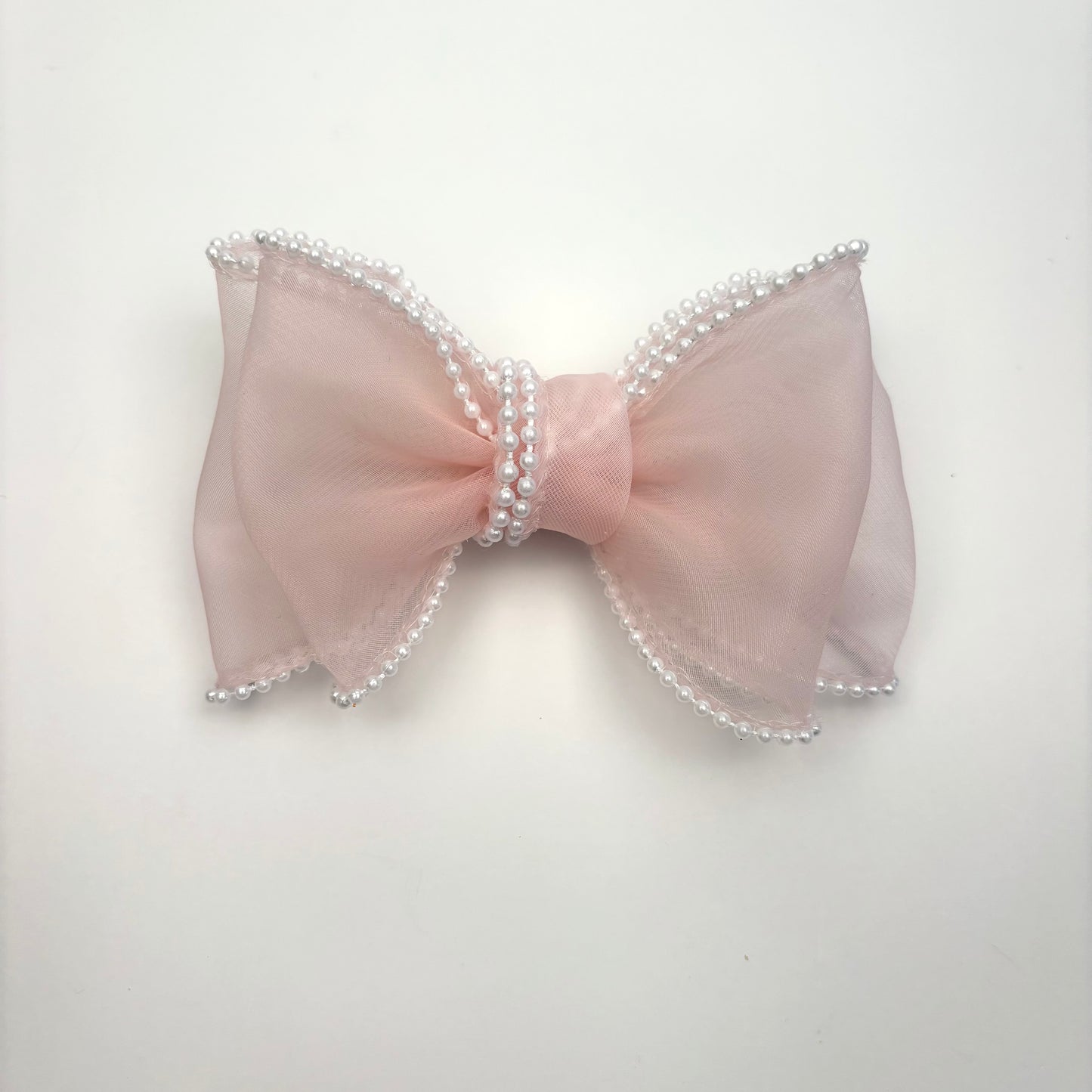 A Spring Beaded Pink Sheer Mini Bow