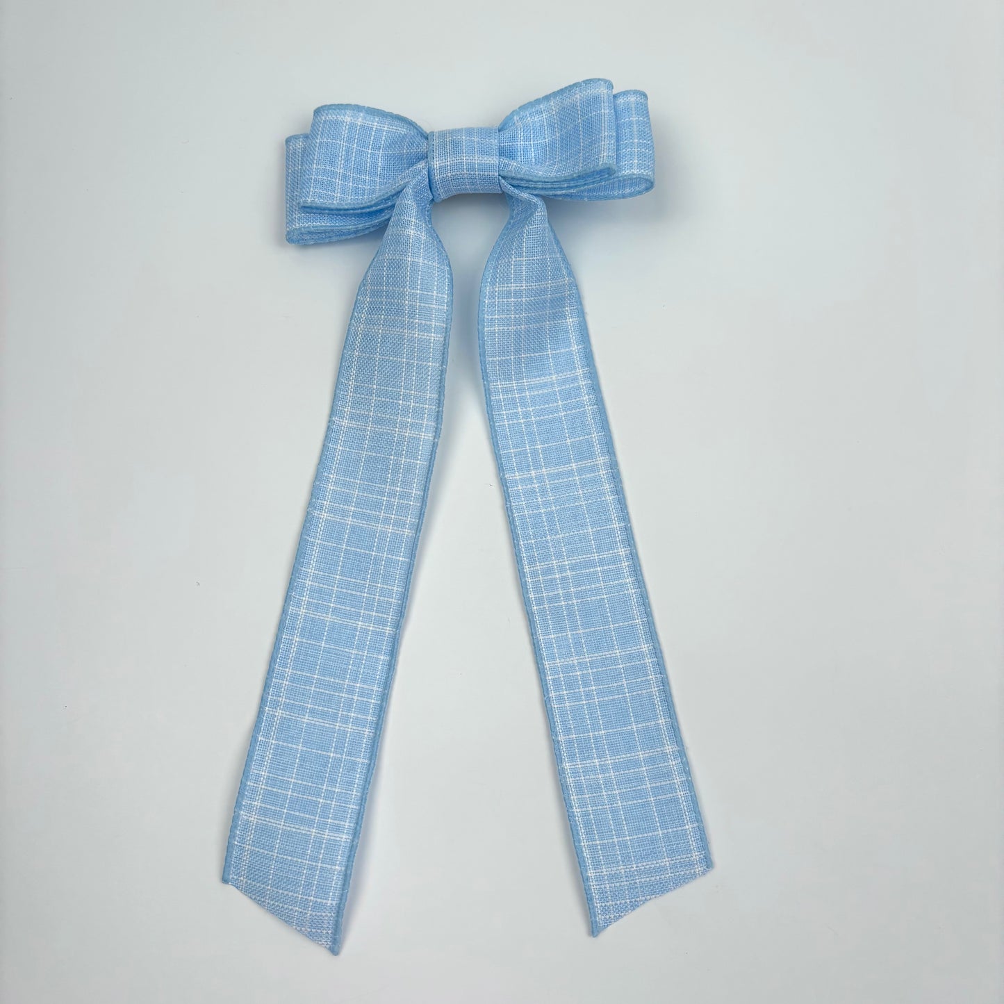 A Summer Collection Light Blue Windowpane Print Bow