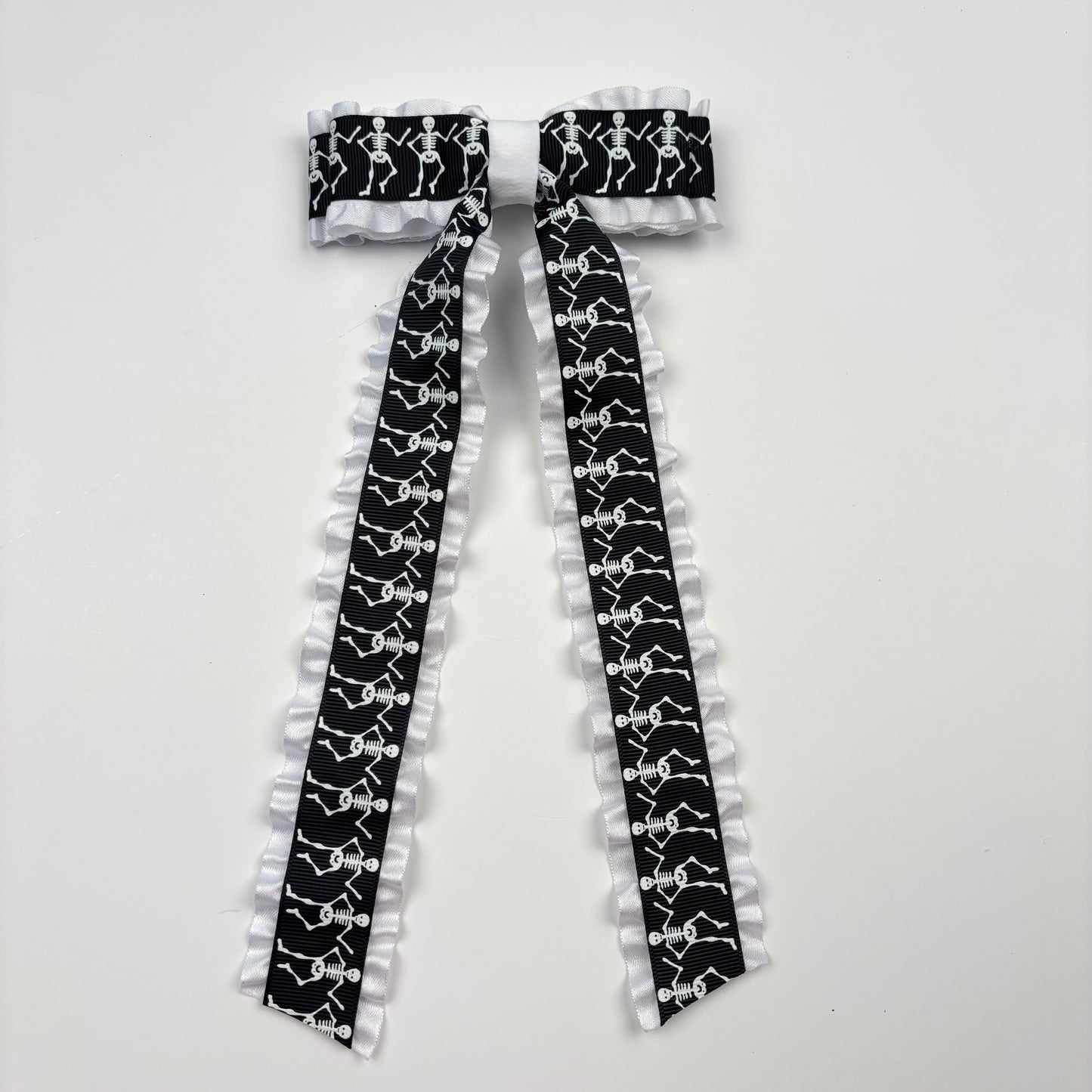 A Fall Collection Glow in the Dark Skeleton Double Ruffle Bow