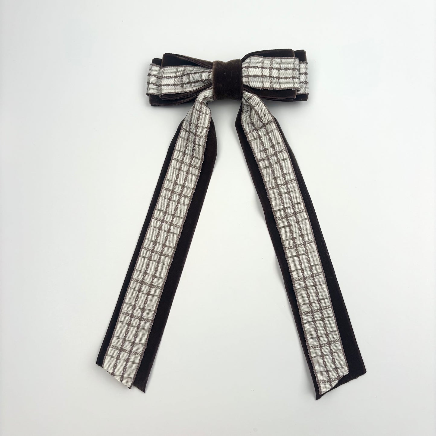 A Fall Collection Chocolate Brown Velvet with Brown Gingham Layers