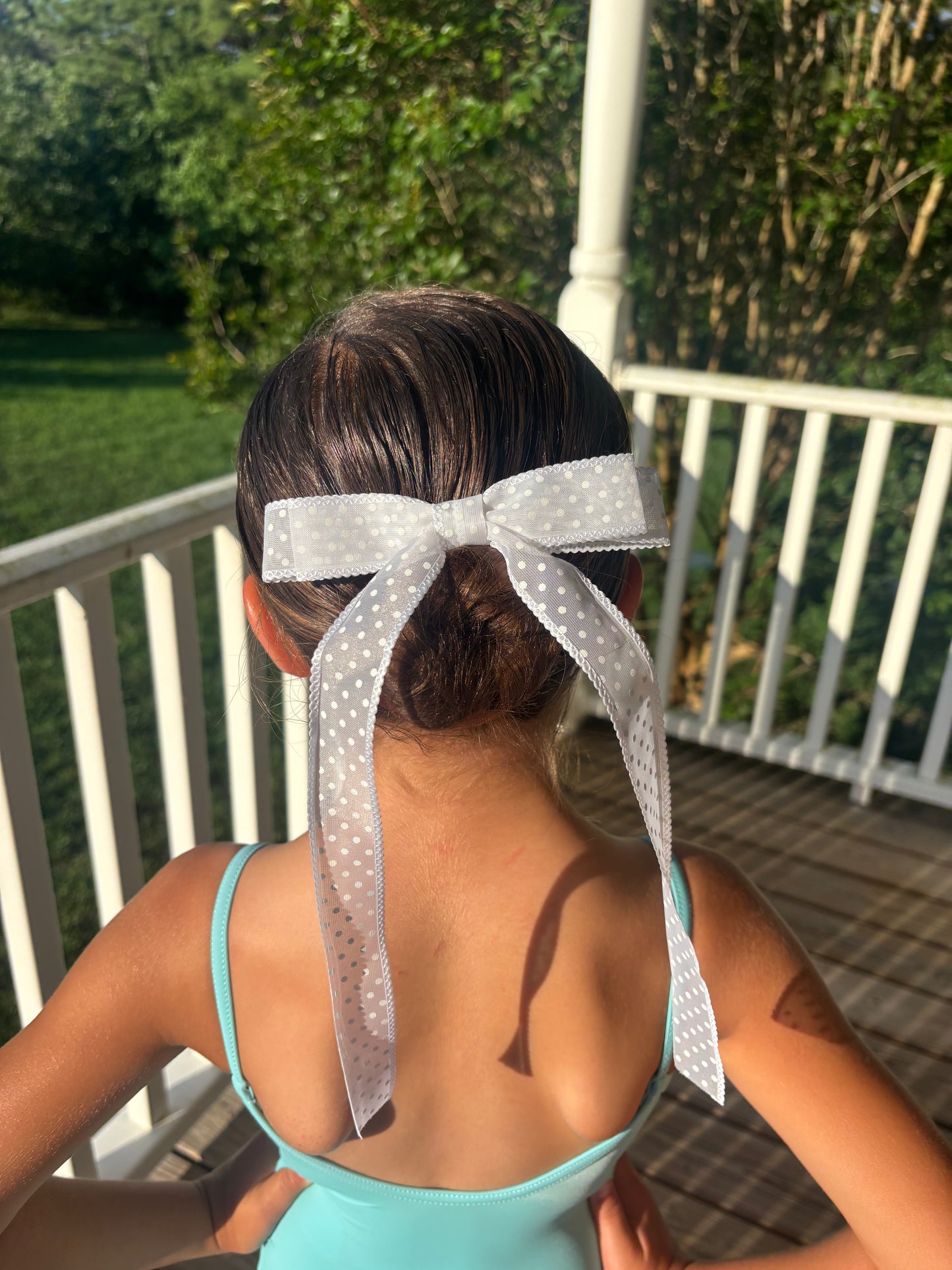 A Summer Collection Sheer White Dot Bow