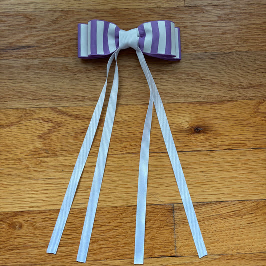 Grosgrain Printed Purple Striped Bow
