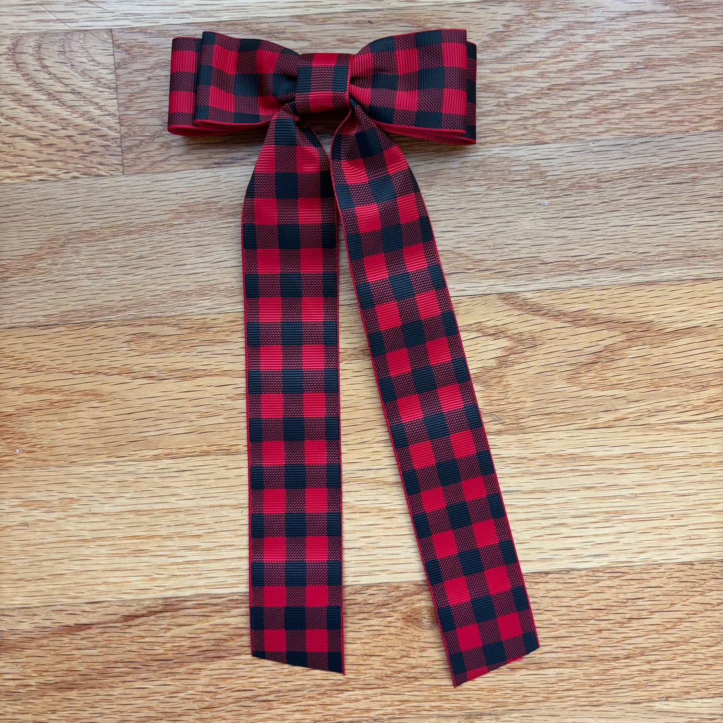 Grosgrain Printed Red & Black Plaid Bow
