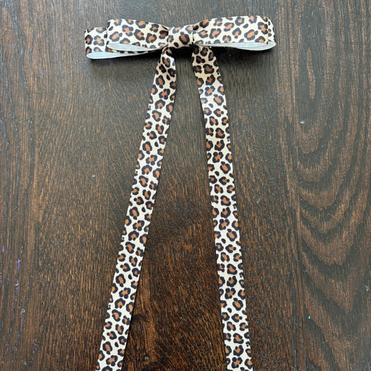 Grosgrain Printed Leopard Skinny Bow