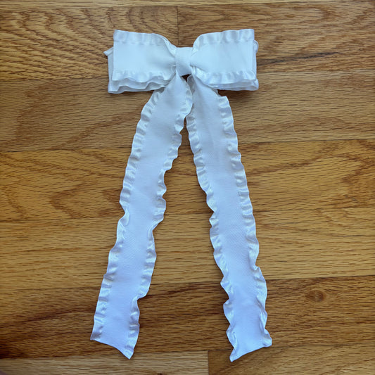 Ruffle White Bow