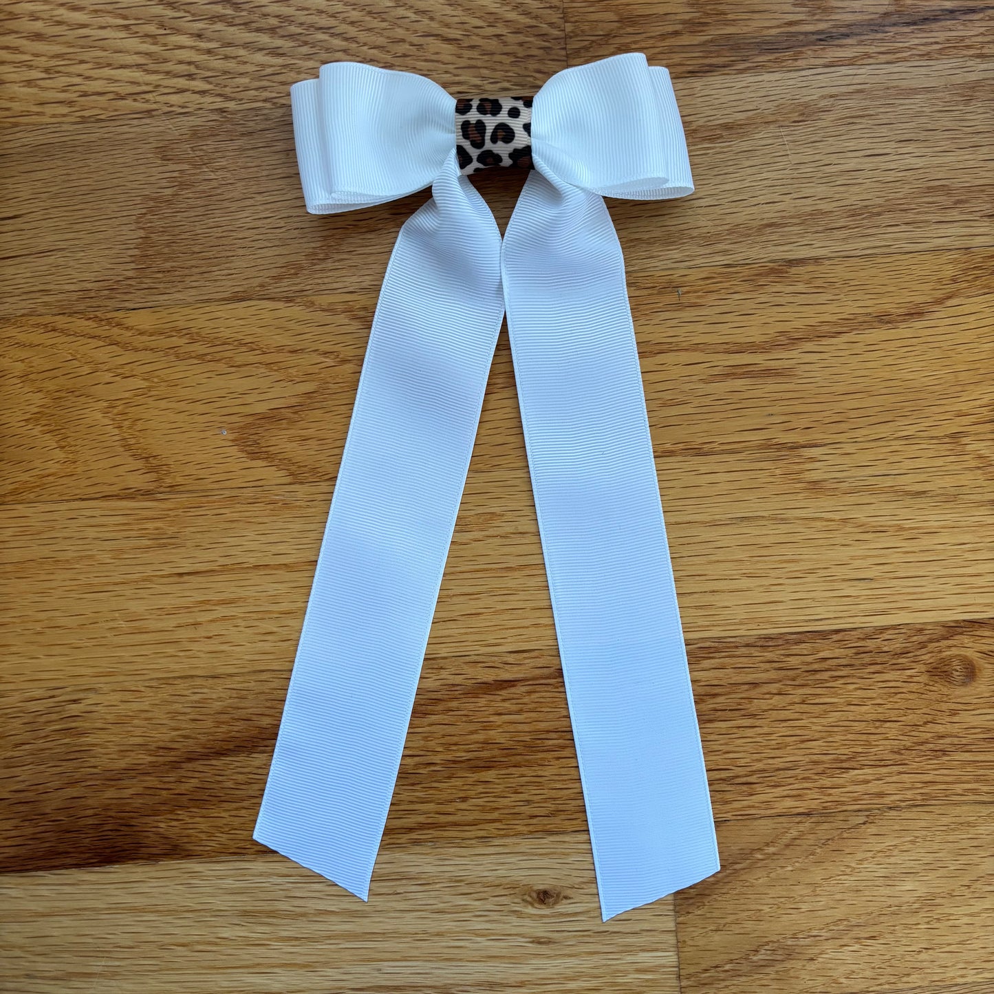 Grosgrain White with Leopard Center Bow