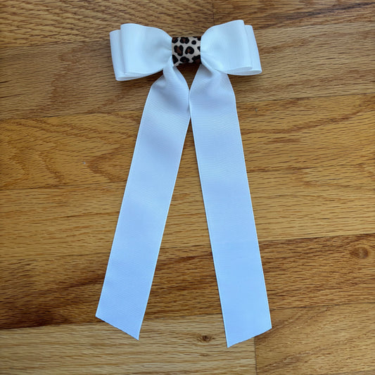Grosgrain White with Leopard Center Bow