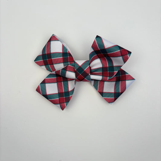 A Holiday Grosgrain Printed Plaid Mini Bow