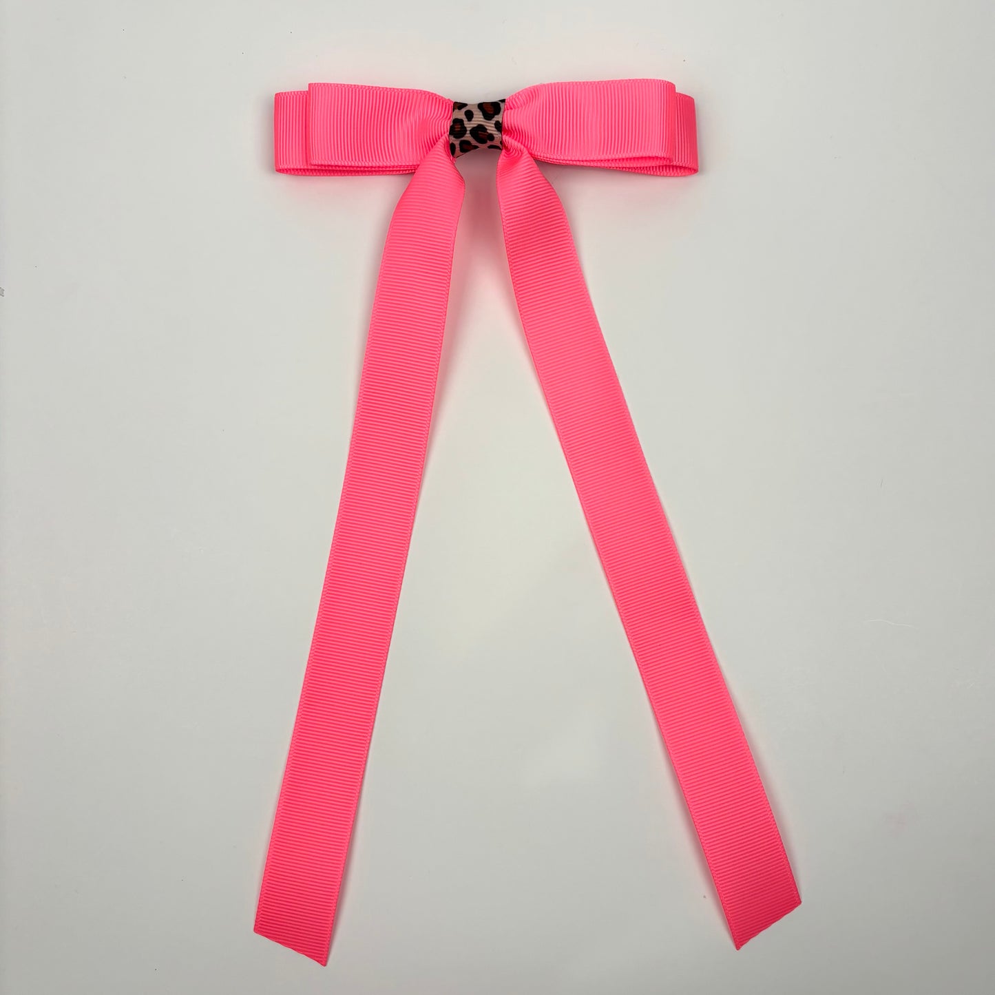 Neon Grosgrain Hot Pink Skinny w/ Cheetah Center Bow