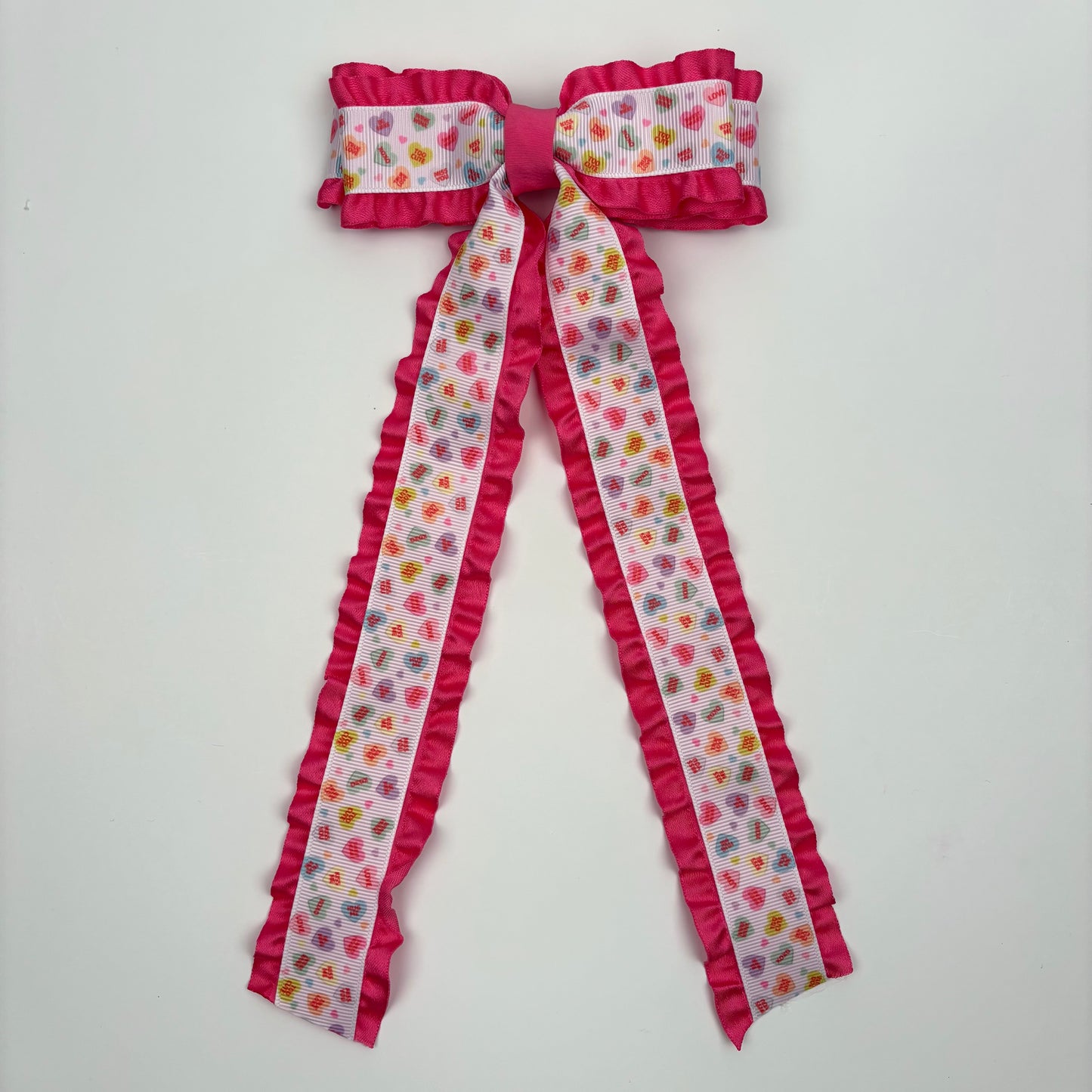 Sale- Double Ruffle Candy Hearts Bow