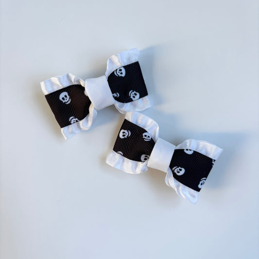 Double Ruffle Ghost Pigtail Bows