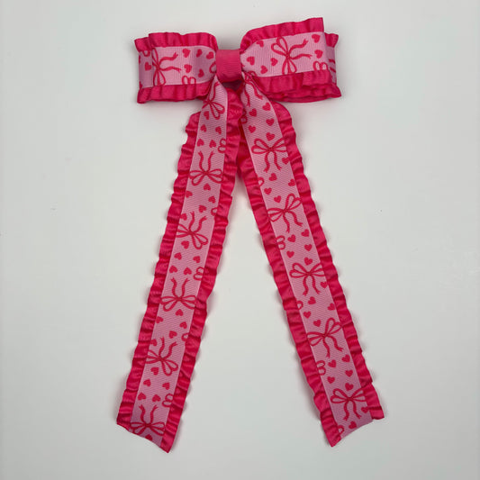 A Cupid Collection Double Ruffle Bows Hearts Bow