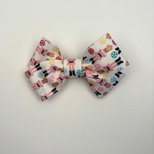 A Holiday Grosgrain Printed Nutcracker Mini Bow