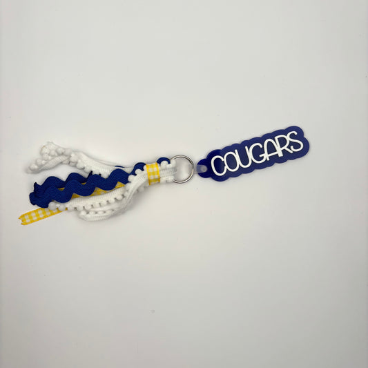 Acrylic and Ribbon Cougars Blue Keychain