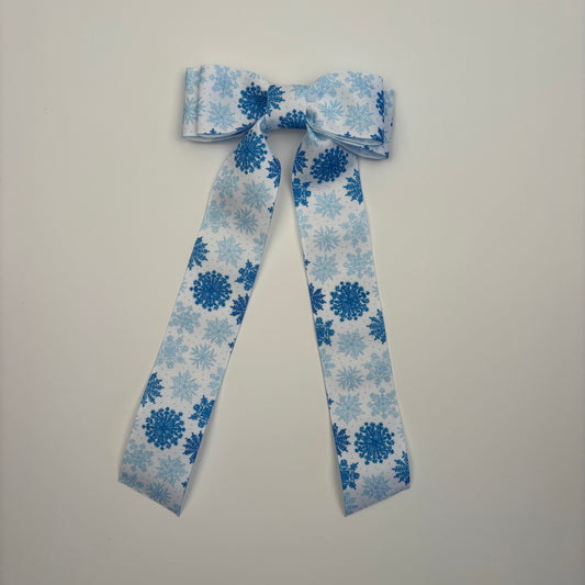 A Holiday Grosgrain Printed Snowflakes Bow