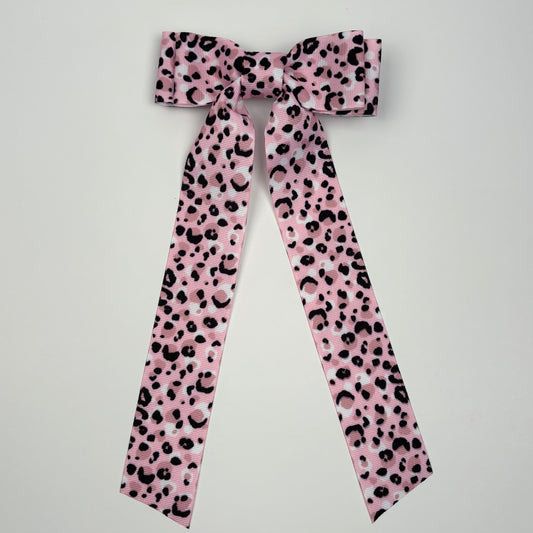 Animal Collection Grosgrain Printed Pink Cheetah Bow