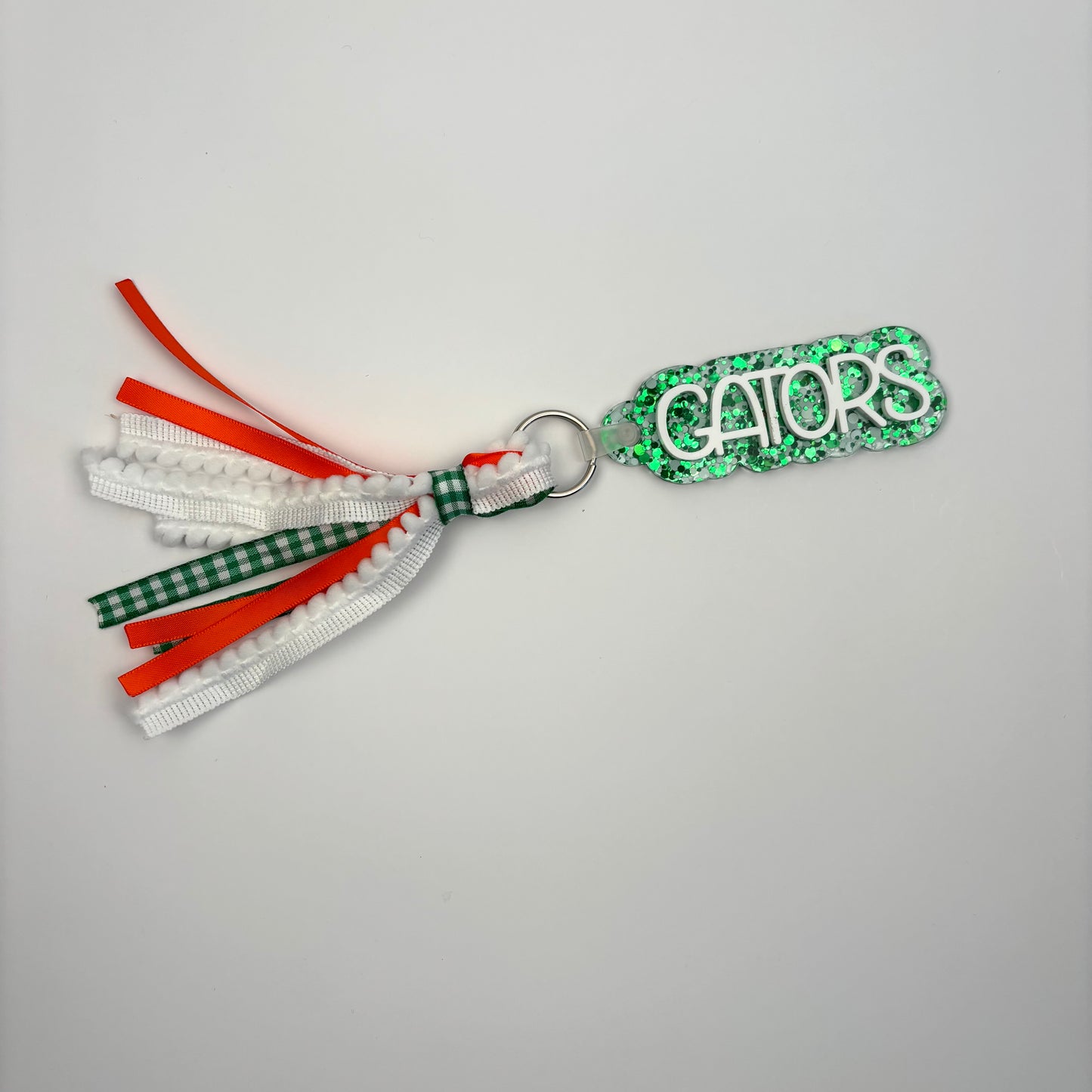 Acrylic and Ribbon Gator Light Green Keychain