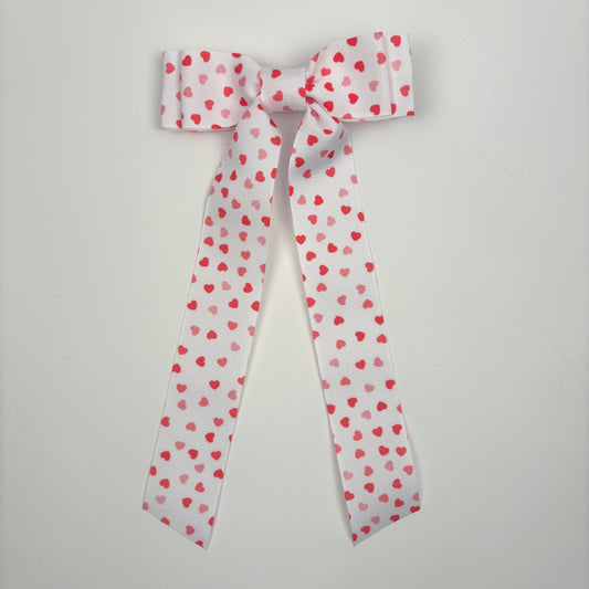 A Cupid Collection Grosgrain Printed Hearts Bow