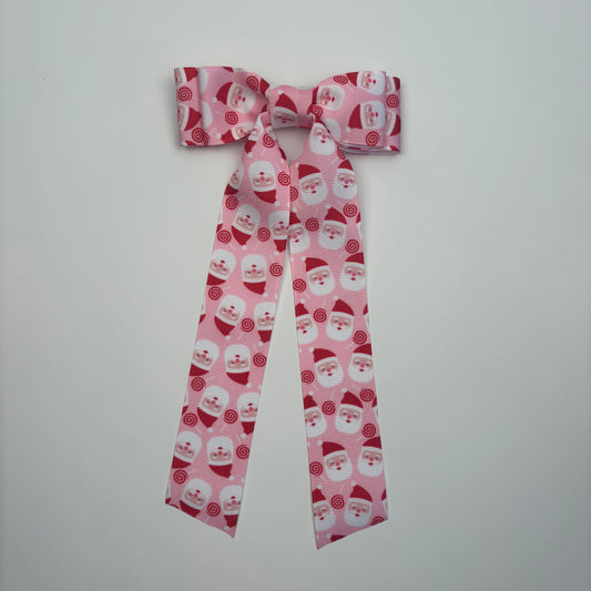 A Holiday Grosgrain Printed Santa Bow