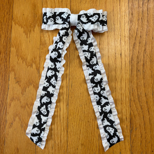 Double Ruffle Black Ghosts Bow