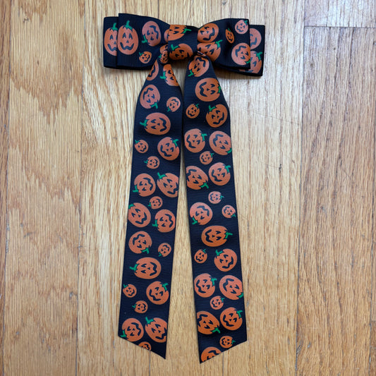 Grosgrain Printed Black Pumpkins Bow