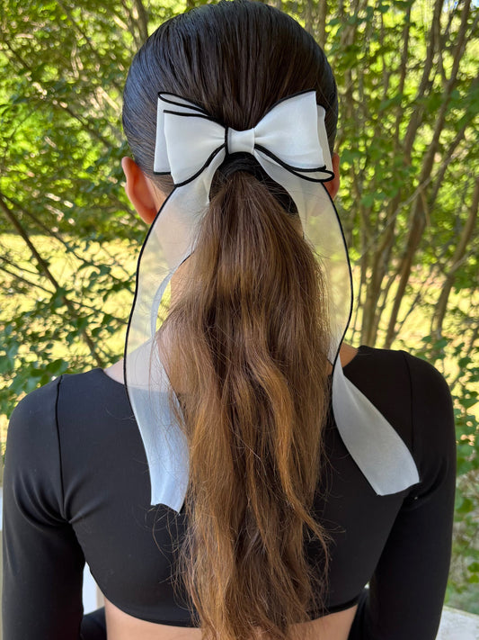 A Spring Black and White Sheer Bow