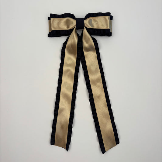 Black Gold Double Ruffle Bow