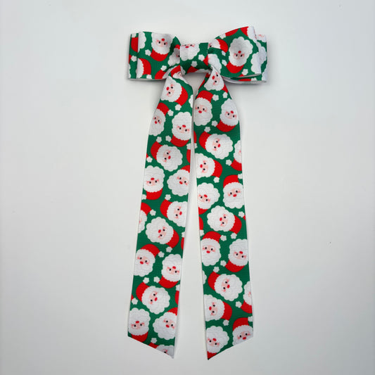 A Holiday Grosgrain Printed Santa Bow
