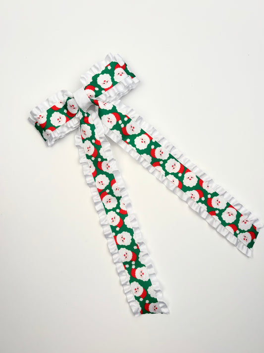 A Holiday Double Ruffle Santa Bow