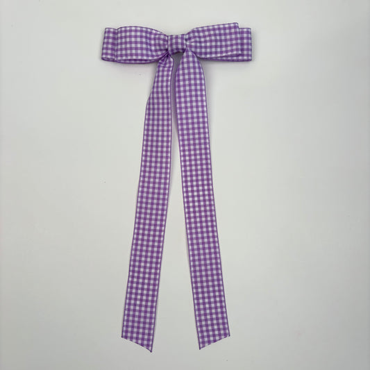 A Spring Gingham Purple Bow