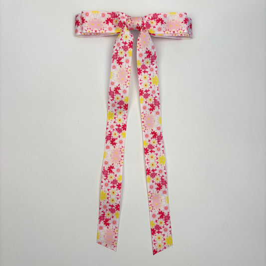 A Spring Printed Grosgrain Floral Bow