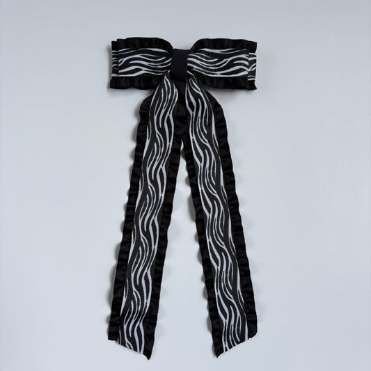 Animal Print Double Ruffle Zebra Bow