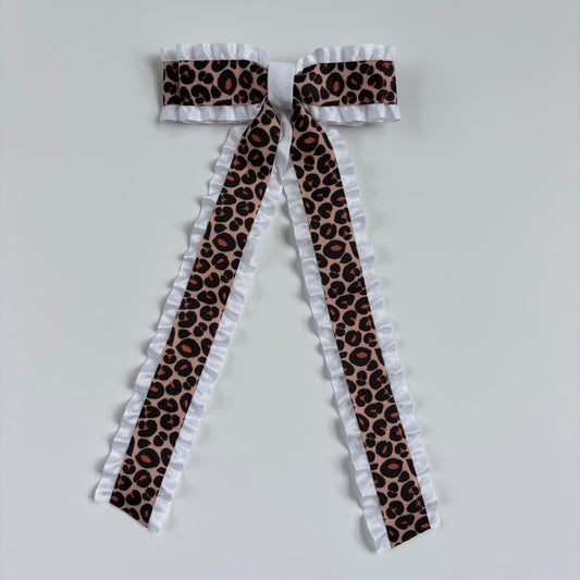Animal Print Double Ruffle Cheetah Bow
