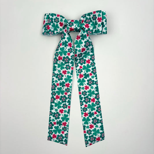 A Patty’s Day Grosgrain Printed Shamrock Hearts Bow