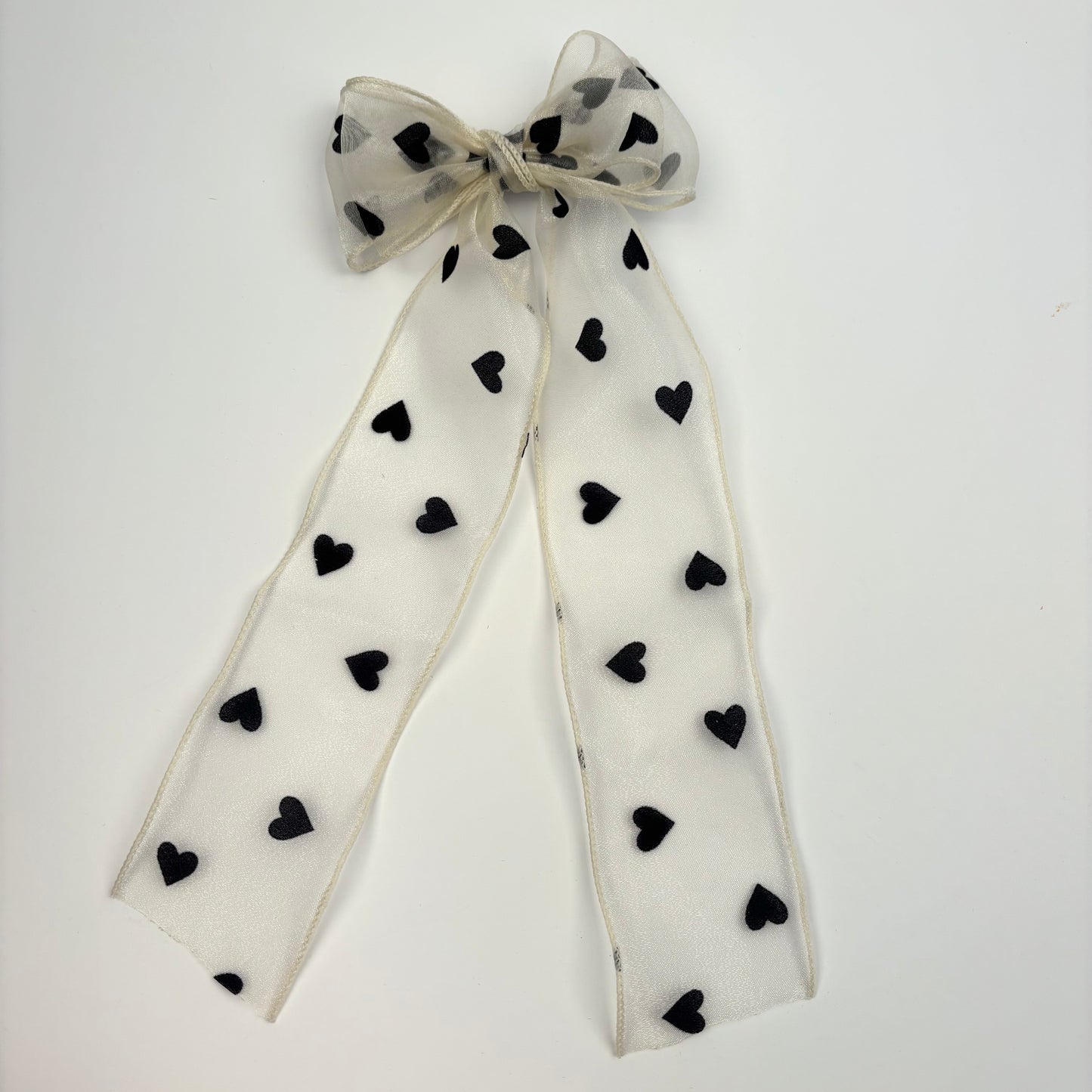 A Summer Collection Cream Sheer Velvet Heart Bow